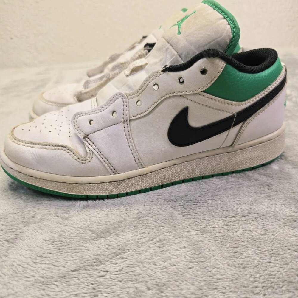 Nike Air Jordan 1 Low GS Lucky Green White‎ Shoes 553560-129 Youth Size 5Y